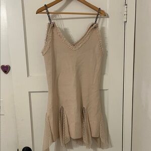 POL Cream Dress with Chain Straps